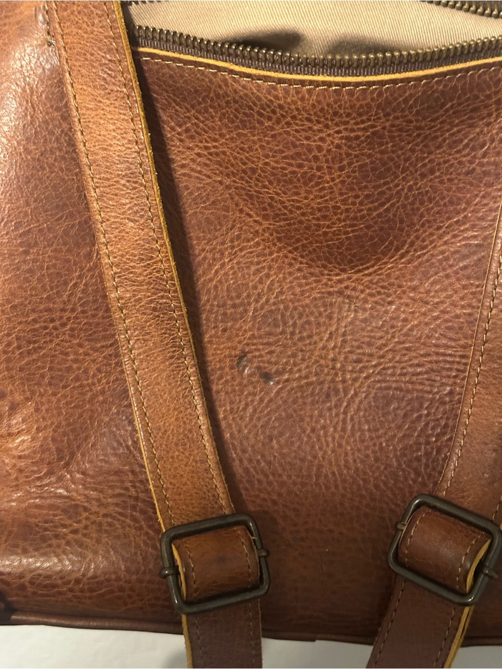 Arloom Brown Leather Backpack with Multicolor Embroidered Front - Picture 6 of 7